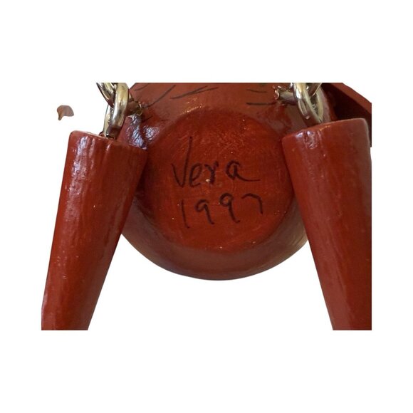 2 Pilgrim Turkey Shelf Sitters Handmade Folk Art Wooden Egg Movable Legs - Picture 11 of 13